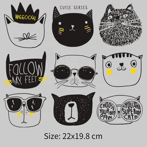 Plastisol Cat Parches de calcomanía de transferencia de calor con serigrafía personalizada de moda para camiseta - Product Image 5