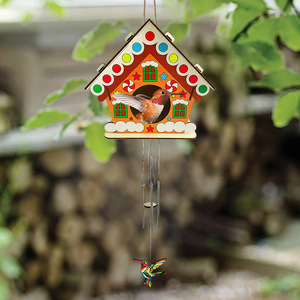 ארץ עיצוב גינה נקודה ציפור תליון רוח פעמוני קן ציפור עץ עמיד למלאכת הבית בחוץ - Product Image 2