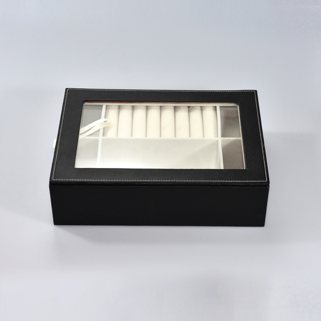 Fuxin 4-Slot Oval Watch Box with Cover Open Window Display Storage Jewelry Case Recycled Materials