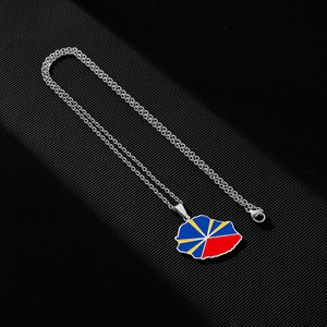 Collares de Cadena de Acero Inoxidable al por Mayor con Colgante de <span class=keywords><strong>la</strong></span> Bandera Nacional de <span class=keywords><strong>La</strong></span> <span class=keywords><strong>Reunion</strong></span>, Chapados en Oro de 18K - Product Image 4