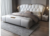 Lit King Size en Bois au Design Italien Moderne, Vente en Gros, Meuble de Chambre à Coucher en Cuir pour Hôtel, Design Moderne et Abordable