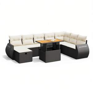 Conjunto de Sofás de Ratán para Exteriores Alcaheirs con Almacenamiento, Muebles de Jardín de Diseño Contemporáneo, Color Negro, Cojines de Espuma de Alta Densidad - Product Image 1