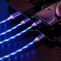 Câble de charge rapide Type-C en gros d'usine, câble de données lumineux 3A pour téléphones portables iOS et Android et voitures