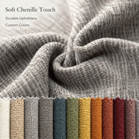 Tissu d'ameublement personnalisé à prix d'usine, tissu chenille en polyester tissé anti-boulochage de couleur unie pour canapé moderne