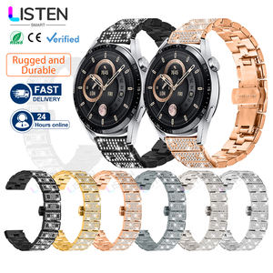 Listensmart Diamond Metal 22mm Correa para <span class=keywords><strong>Huawei</strong></span> <span class=keywords><strong>Watch</strong></span> GT3 Honor Magic <span class=keywords><strong>Watch</strong></span> 2 <span class=keywords><strong>GS</strong></span> <span class=keywords><strong>3</strong></span> Pro ES 316l Correas de reloj de acero inoxidable - Product Image 1