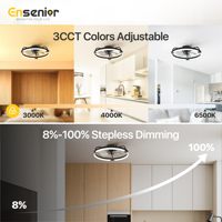 Ventilateur de plafond à profil bas de 20 pouces avec lumières et télécommande, ventilateur de plafond encastré noir avec commande par application, 2200 CFM pour chambre à coucher