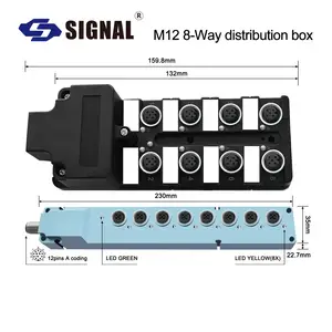 신호 분배 상자 시리즈 m8 m12 4 5 6 8 방향 분배 상자 방수 IP67 상자 케이블 포함