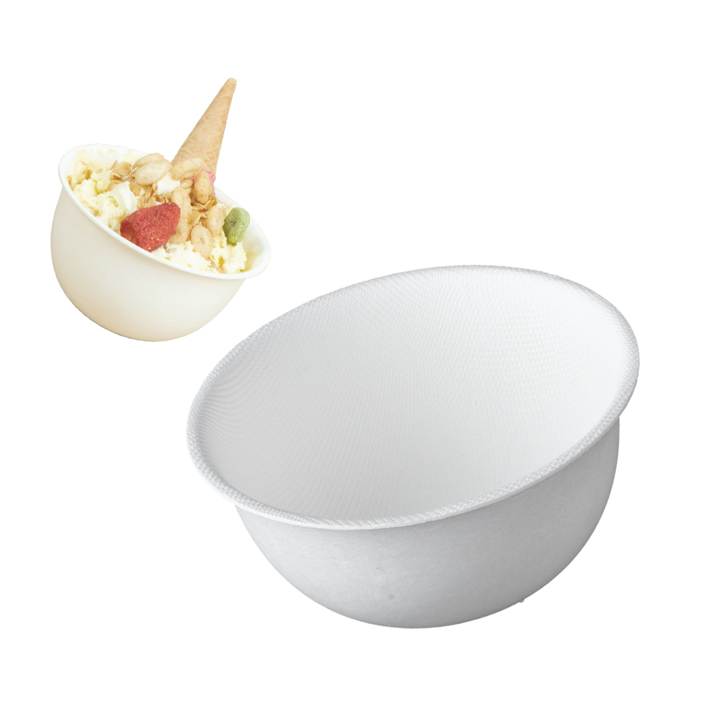 350ml Paper Ice Cream Cup Style Bagasse Dessert Bowl Cup Compostable Disposable Packaging for Yogurt and Frozen Snacks