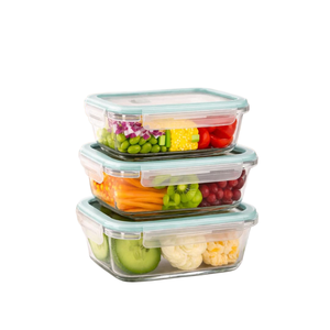 Contenants de stockage alimentaire en verre hermétiques avec couvercles en verre gris, pour micro-ondes, four, congélateur, anti-fuite - Product Image 1
