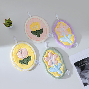 Serviettes à main créatives sur le thème des tulipes, serviettes <span class=keywords><strong>de</strong></span> bain ultra absorbantes avec boucle, serviettes décoratives à fleurs, serviettes cadeaux amusantes pour enfants et femmes - Product Image 2