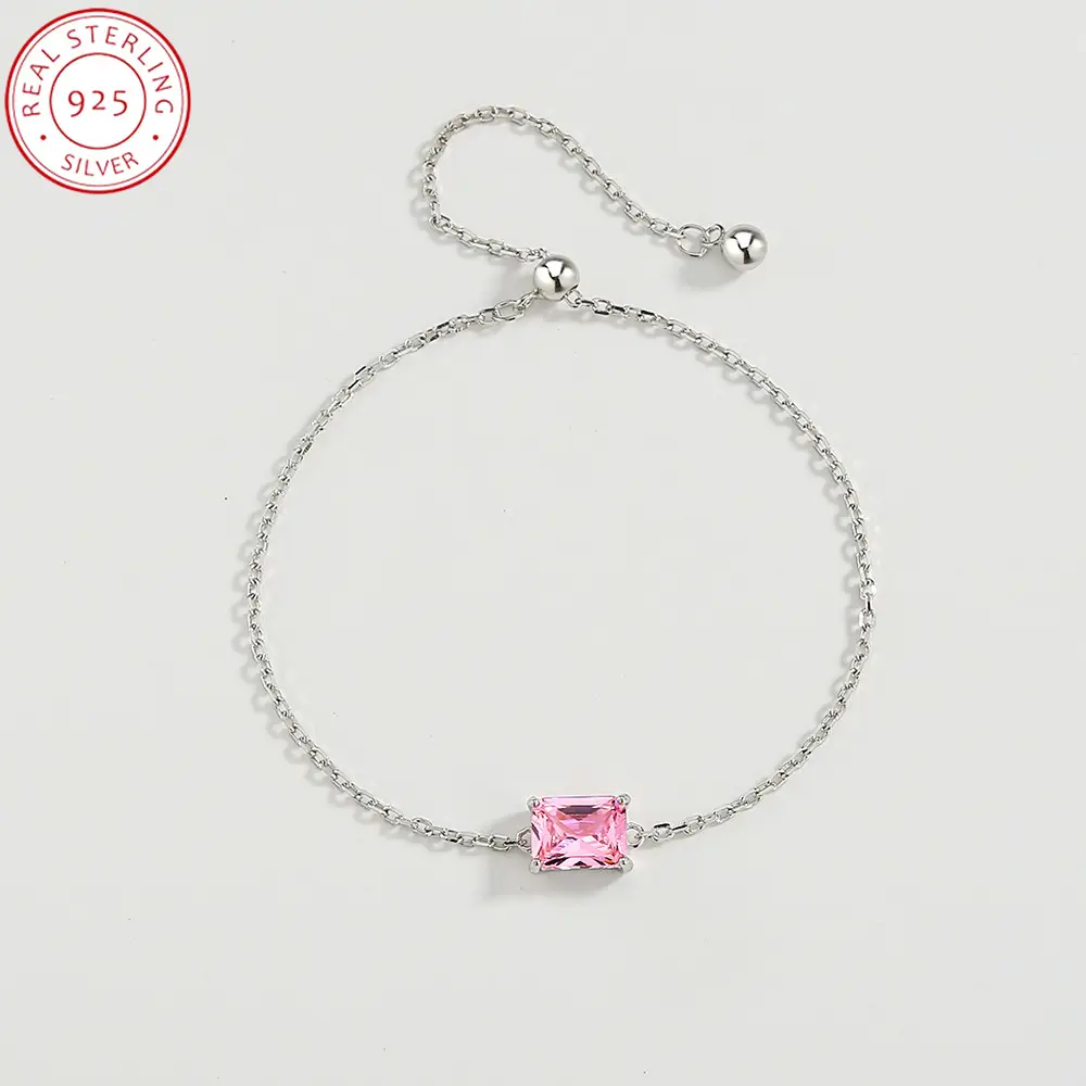 New Arrival Fashion Jewelry 925 Sterling Silver High Quality Hot Selling Pink CZ Bracelet Bracelets For Women