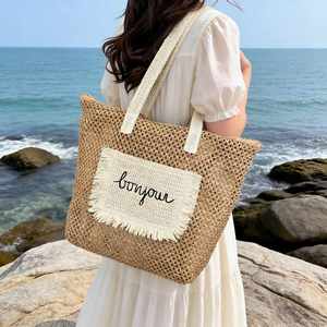 Personnalisez votre logo – Nouveauté 2026 : Sac de plage d'été grande capacité en paille pour les voyages en extérieur - Product Image 5
