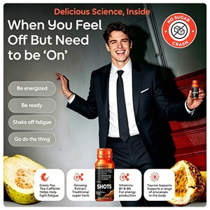 Energy Shot 60ml al Tè Verde con Caffeina, Taurina, Estratto di Ginseng e Vitamine B, 0 Calorie, 0 Zuccheri, Energizzante - Product Image 4