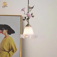 Lampe décorative rétro artistique, lustre antique pour salon, rose, chevet, petit, LED, à intensité variable, blanc chaud