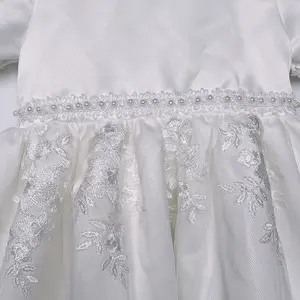 New Embroidery Newborn Baby Girl White Baptism Christening Birthday Party Wedding Dresses Princess Dress