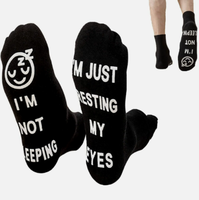 Chaussettes drôles personnalisées pour hommes Grip Fun Indoor Anti-dérapant Chaussettes chauffantes en coton siliconé avec lettres pour le jour des plumes