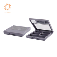 Palette de maquillage carrée en plastique magnétique vide Bloompack Fashion avec fenêtre, personnalisable avec logo, 4 compartiments, recyclable