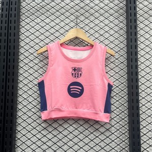 เสื้อกีฬาฟุตบอลหญิง สีชมพู โลโก้ Fcb Spotify เสื้อครอปท็อป ชุดกีฬาสำหรับแฟนๆ ไซส์ผู้ใหญ่ - Product Image 1