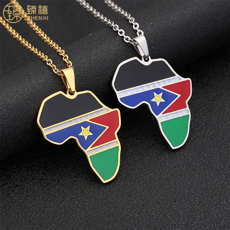 Zhenzxi-colgante de acero inoxidable para hombre y mujer, resistente al deslustre, goteo de aceite, bandera de la República Africana de Corea del Sur, Mapa