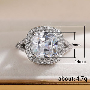 F1693 Anello con Diamante Taglio Asscher per Donna, Gioiello Classico per Fidanzamento - Product Image 5
