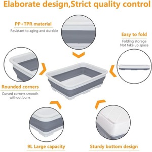 Bandeja Plegable Rectangular de Plástico 8L, Cubo de Hielo Portátil y Multifuncional para Uso Doméstico - Product Image 4