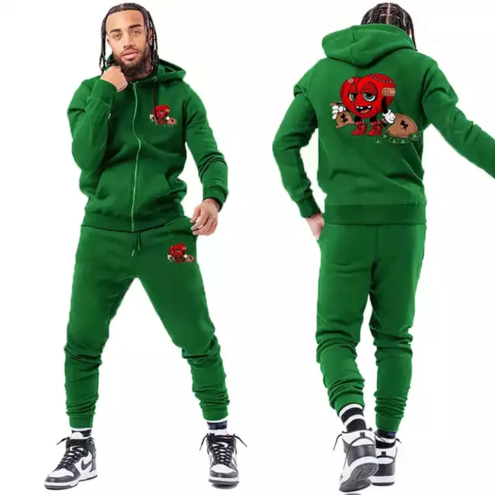 Custom Logo Unisex Streetwear Mens Sweat Suits Outdoor Cotton Jogger Sweatsuit Two Piece Plus Size Man Tracksuit Set for Men