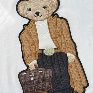 T-shirt à manches courtes pour femme en pur coton, collection Printemps/Été 2026, motif ours <span class=keywords><strong>RL</strong></span>, broderie appliquée robuste, style dessin animé, col ras du cou - Product Image 4