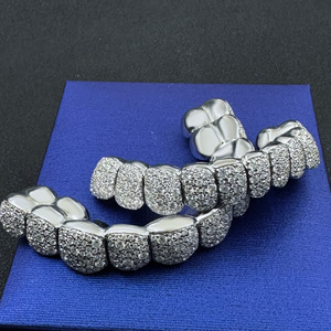 High Quality Custom Sterling Silver <strong>Teeth</strong> Grillz with Round Brilliant Cut Moissanite Hip Hop <strong>Jewelry</strong> Gold/Silver/Platinum Plated - Product Image 3
