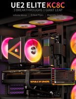 UpHere – Couverture de refroidissement PC pour boîtier d'ordinateur, ventilateurs RGB, refroidisseur de processeur, dissipateur thermique à 8 caloducs pour connecteur Intel/AMD 4 broches