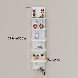 Wall Mounted Storage Rack 5 Tier 77.9cm White Toy Organizer <b>Shelf</b> for Home Desk Display - Product Image 1