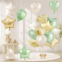 Ensemble de ballons en feuille en forme de cœur et d'étoile multicolores pour anniversaire, bleu, violet, rose, vert, rouge, marron, crème, pour garçons, filles, baby shower, décoration de fête