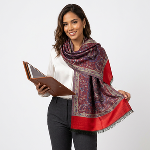 Arabic Fashion Cashmere Winter Hijab <b>Scarfs</b> Hand Drawn Medium Length 26903 VMJ 0187 130 Grams/Piece - Product Image 1