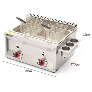 Équipement commercial friteuses à gaz électriques en acier inoxydable frites <span class=keywords><strong>friteuse</strong></span> à pot unique de grande capacité avec 2 paniers - Product Image 1