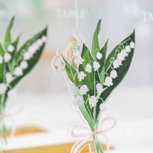 Incantevoli incisioni floreali giglio della <span class=keywords><strong>valle</strong></span> della tavola nuziale numero Set acrilico chiaro con basamento centrotavola <span class=keywords><strong>segni</strong></span> di decorazione - Product Image 3