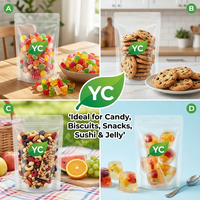 Sacs d'emballage alimentaire anti-odeur imprimés sur mesure pour bonbons, biscuits, snacks, sushis et gelées - Sachets refermables à fond plat