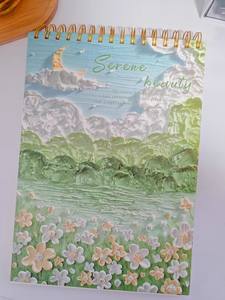 Carnet de dessin A4 à couverture rigide 3 mm, imprimé floral, épaissi 160 g, pages vierges, lignes perforées, carnet de croquis 8K, carnet de gribouillage 16K, reliure spirale - Product Image 5