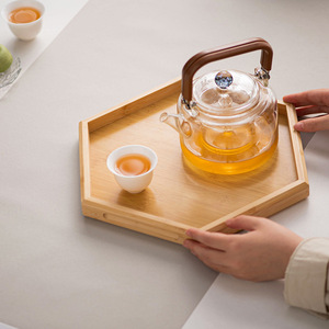 Bandeja Hexagonal de Bambú con Asa, Calidad Comercial, para Uso en Restaurantes, Varios Tamaños - Product Image 3