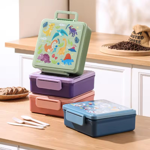 Boîte à lunch bento portable pour étudiants avec four à micro-ondes, étanche, écologique, style dessin animé, couvercle en plastique - Product Image 5