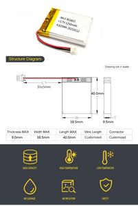 סוללות lipo מן wly 3.7v 853837 1250mah פולימר ליתיום פולימר המשמש עבור אוזניות - Product Image 6