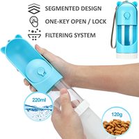 Distributeur de bouteille d'eau Portable 2 en 1 pour chien, bouteille d'eau rétractable étanche pour chien avec fonction de boisson et d'alimentation
