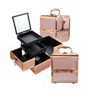 BOYA Mini <span class=keywords><strong>valigetta</strong></span> in alluminio <span class=keywords><strong>valigetta</strong></span> portautensili trucco astuccio cosmetico in alluminio beauty Case - Product Image 1