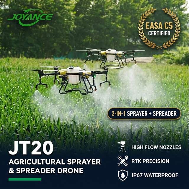 Joyance JT20 Carbon Fiber Agricultural Spraying Drone GPS Autonomous Sprayer UAV with CE Certification for Precision Farming