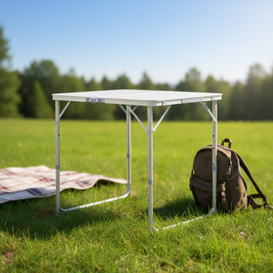 Table pliante Db 3Ft 4Ft 6Ft en plastique pour camping, pique-nique et repas en extérieur avec poignées, design à chevrons verrouillables, style minimaliste - Product Image 2