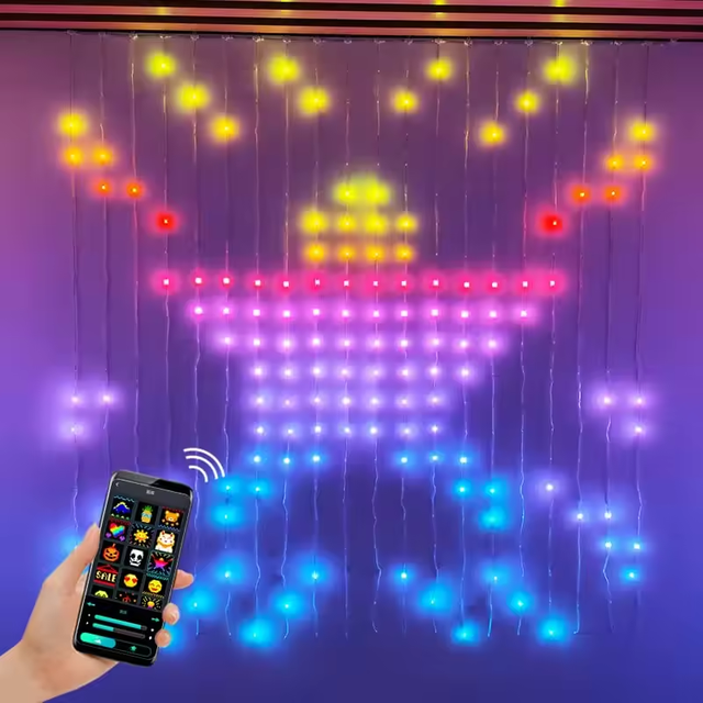 Festival Christmas Smart App Controlled Twinkle Pixel 400 Led Decorative Fairy Lighting Curtain Lights for Bedroom Yard Decor