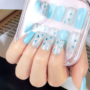 Vente chaude Date 24pcs Appuyez sur ABS <span class=keywords><strong>Gel</strong></span> Nail Tips Forme Carrée avec Impression Colorée Effet de Salon pour l'Application des Doigts - Product Image 3