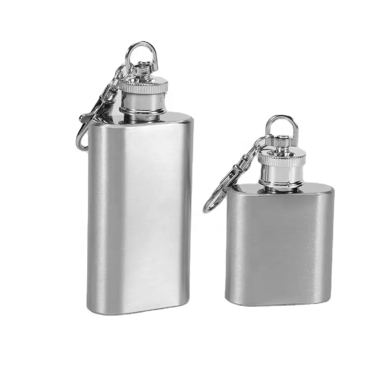 Porte-clés de voyage portable 1oz 2oz Flacons d'alcool Flagon Wine Whisky Pot en acier inoxydable Mini Hip Flask