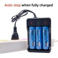 Chargeur de batterie intelligent 18650 à 3 emplacements pour Li-Ion avec lumière LED, canaux indépendants, protection multiple, prise murale UE