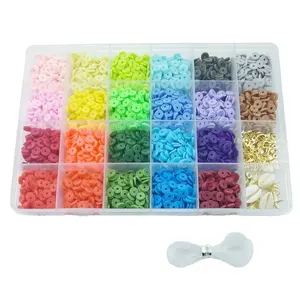 wholesale 3300 pcs clay beads set 22 color flat round polymer clay beads kit for bracelet making