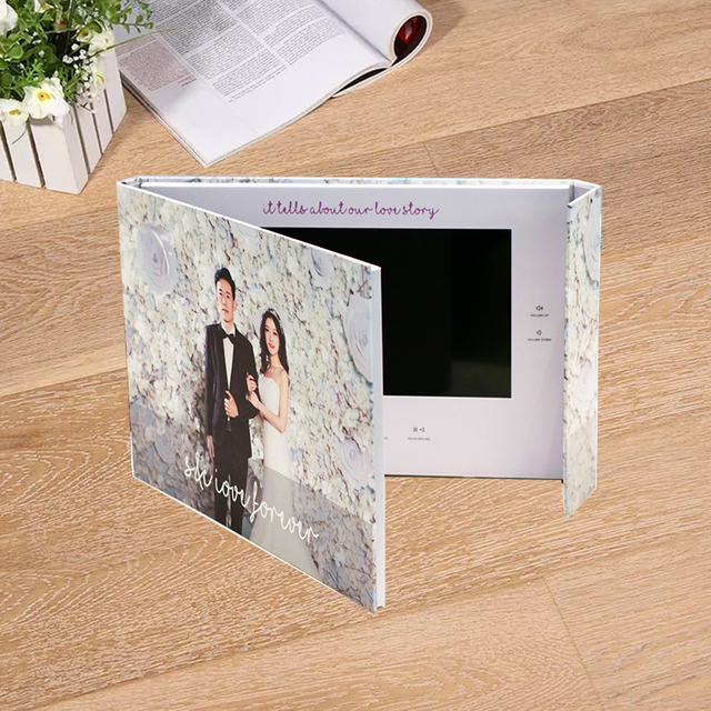 OEM Promotional 10 Inch Wedding Video Greeting Card Grey Lcd Screen Video Brochure Digital Screen Lcd Invitation Card