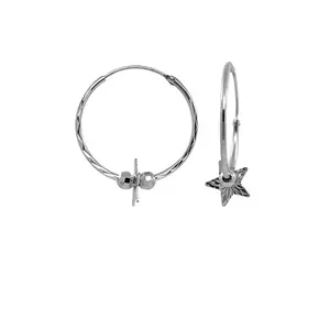 ESZ-0011 factory price 25mm plain sterling silver hammered star charm plate new hollow tube hoop earrings